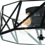 Black Unique Statement Four Light Metal Dimmable Flush Chandelier With Clear Shades