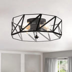 Black Unique Statement Four Light Metal Dimmable Flush Chandelier With Clear Shades