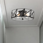 Black Unique Statement Four Light Metal Dimmable Flush Chandelier With Clear Shades