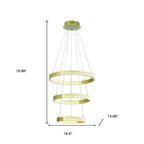 Gold Candle Style Three Light Metal LED Dimmable Chandelier
