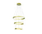 Gold Candle Style Three Light Metal LED Dimmable Chandelier
