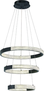 Black Candle Style Three Light Metal LED Dimmable Chandelier