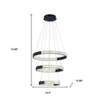 Black Candle Style Three Light Metal LED Dimmable Chandelier