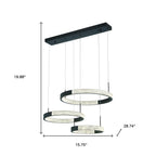 Black Candle Style Three Light Metal LED Dimmable Chandelier