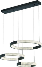 Black Candle Style Three Light Metal LED Dimmable Chandelier