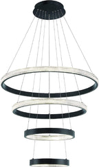 Black Candle Style Four Light Metal LED Dimmable Chandelier