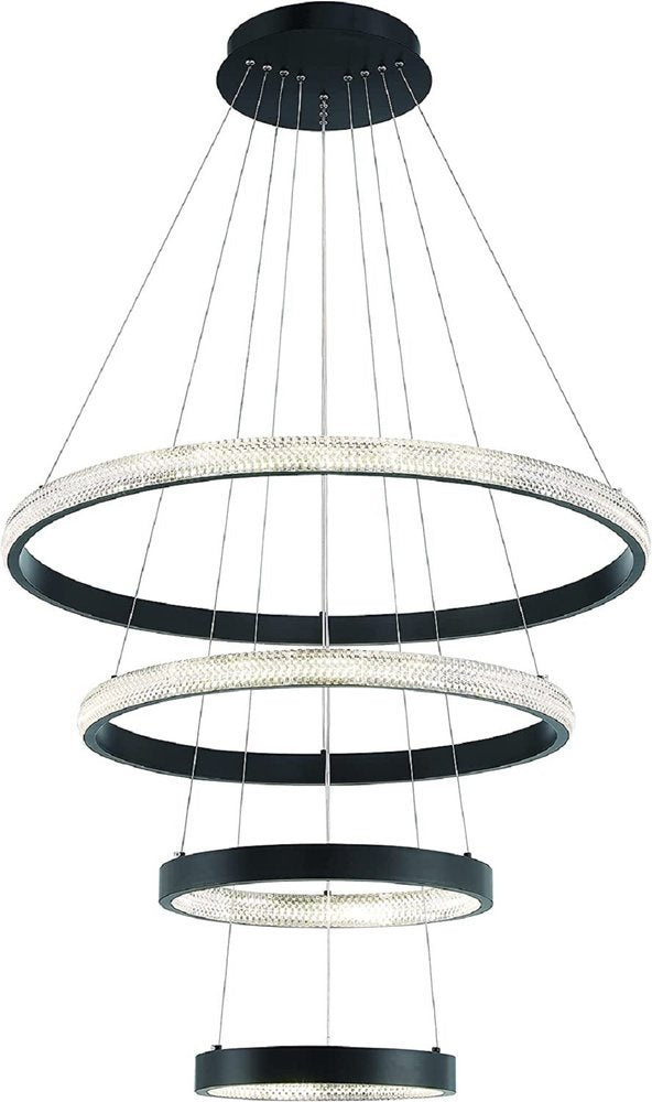 Black Candle Style Four Light Metal LED Dimmable Chandelier