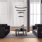 Black Candle Style Four Light Metal LED Dimmable Chandelier