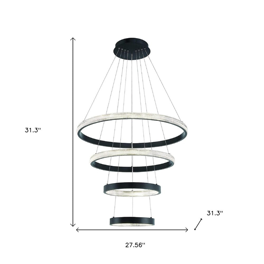 Black Candle Style Four Light Metal LED Dimmable Chandelier
