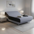 Light Gray Full Adjustable Upholstered Polyester No Bed Frame with Mattress