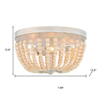 Gold And White Unique Statement Three Light Metal Dimmable Flush Chandelier