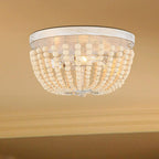 Gold And White Unique Statement Three Light Metal Dimmable Flush Chandelier