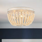Gold And White Unique Statement Three Light Metal Dimmable Flush Chandelier