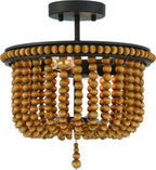 Brown And Black Unique Statement Two Light Metal Dimmable Flush Chandelier