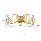 Brass Unique Statement Four Light Metal Dimmable Flush Chandelier