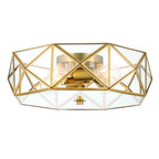 Brass Unique Statement Four Light Metal Dimmable Flush Chandelier