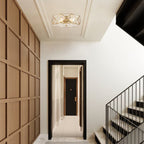 Brass Unique Statement Four Light Metal Dimmable Flush Chandelier
