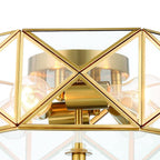 Brass Unique Statement Four Light Metal Dimmable Flush Chandelier