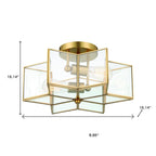 Brass Unique Statement Two Light Metal Dimmable Flush Chandelier