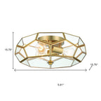 Brass Unique Statement Three Light Metal Dimmable Flush Chandelier