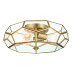 Brass Unique Statement Three Light Metal Dimmable Flush Chandelier