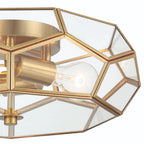 Brass Unique Statement Three Light Metal Dimmable Flush Chandelier