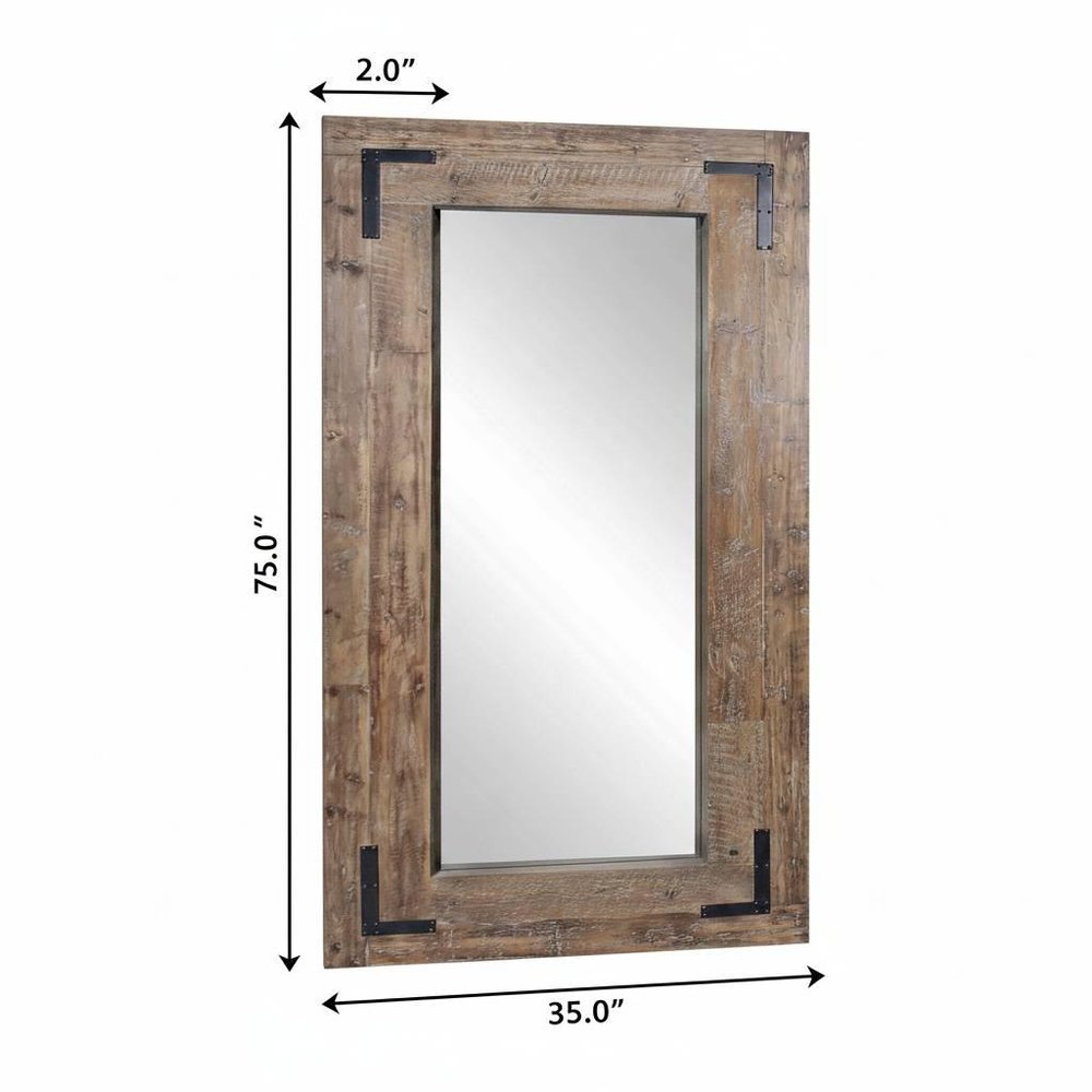 75" Brown Wood Framed Leaning Accent Mirror