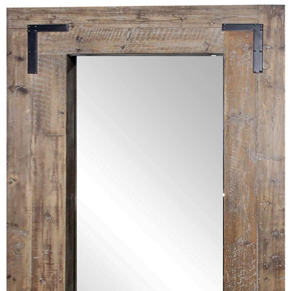 75" Brown Wood Framed Leaning Accent Mirror