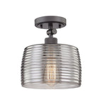 Black Shaded Metal Dimmable Flush Chandelier With Clear Shades