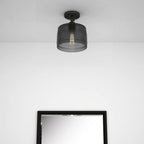 Black Shaded Metal Dimmable Flush Chandelier With Clear Shades