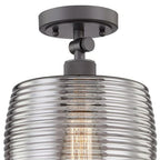Black Shaded Metal Dimmable Flush Chandelier With Clear Shades