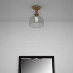 Gold Shaded Metal Dimmable Flush Chandelier With Clear Shades