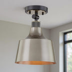 Gray Shaded Metal Dimmable Flush Chandelier With Gold Shades