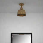 Antiqued Brass Shaded Metal Dimmable Flush Chandelier With Brass Shades