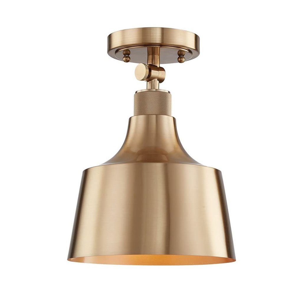 Antiqued Brass Shaded Metal Dimmable Flush Chandelier With Brass Shades