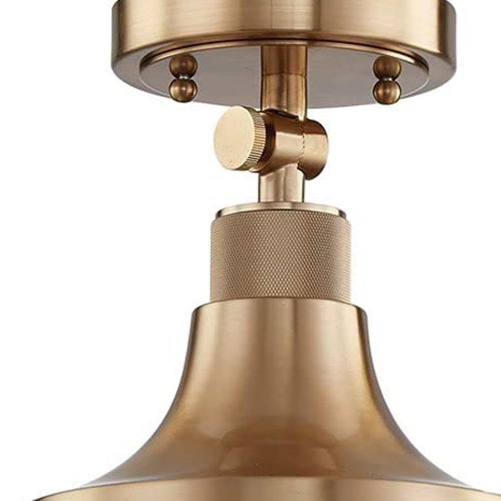 Antiqued Brass Shaded Metal Dimmable Flush Chandelier With Brass Shades