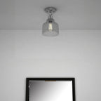 Nickel Shaded Metal Dimmable Flush Chandelier With Clear Shades