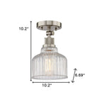 Nickel Shaded Metal Dimmable Flush Chandelier With Clear Shades