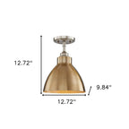 Nickel Shaded Metal Dimmable Flush Chandelier With Gold Shades