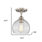 Nickel Shaded Metal Dimmable Flush Chandelier With Clear Shades