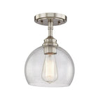 Nickel Shaded Metal Dimmable Flush Chandelier With Clear Shades