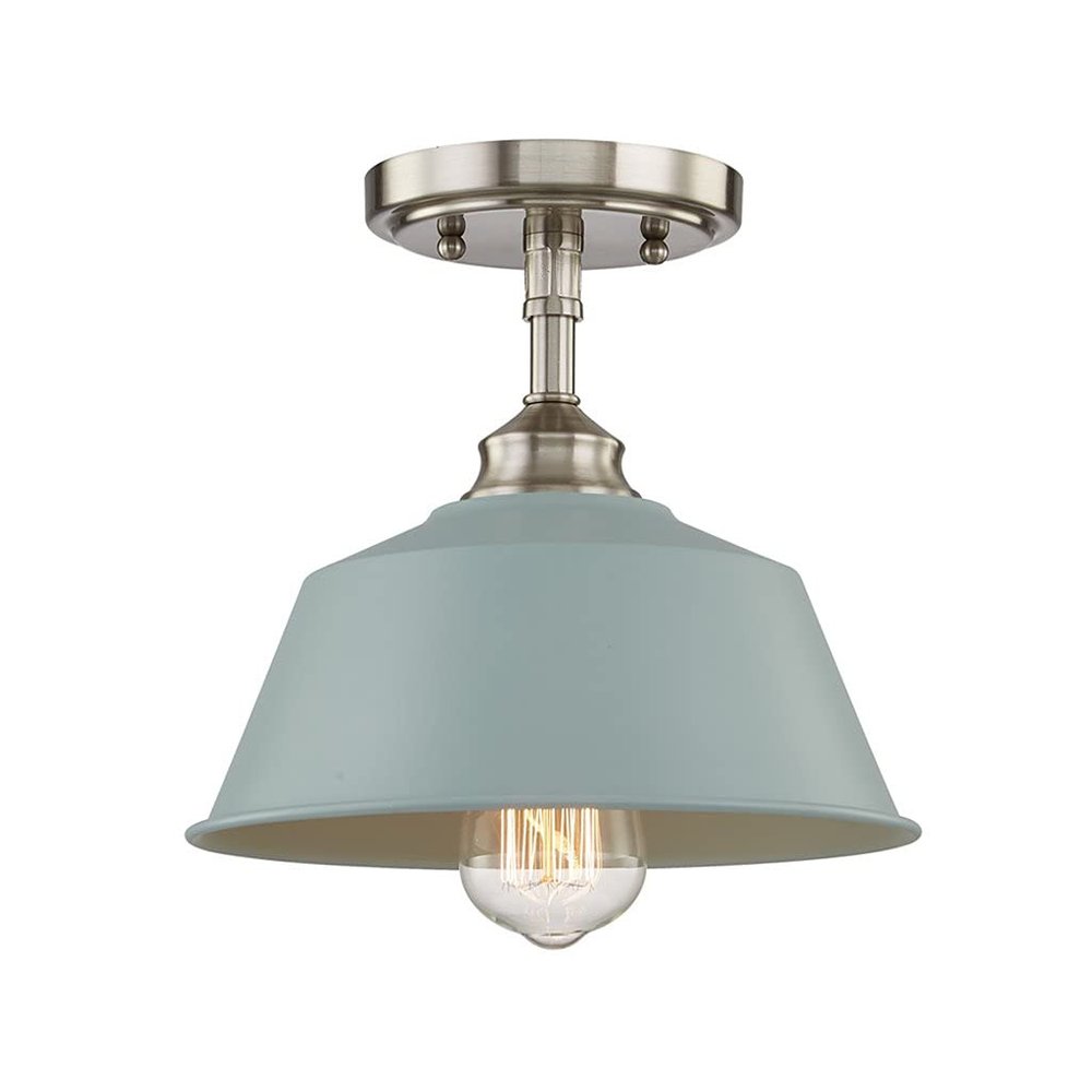Blue Kitchen Island Metal Dimmable Flush Chandelier With Light Blue Shades
