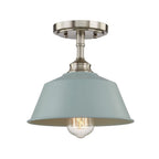 Blue Kitchen Island Metal Dimmable Flush Chandelier With Light Blue Shades