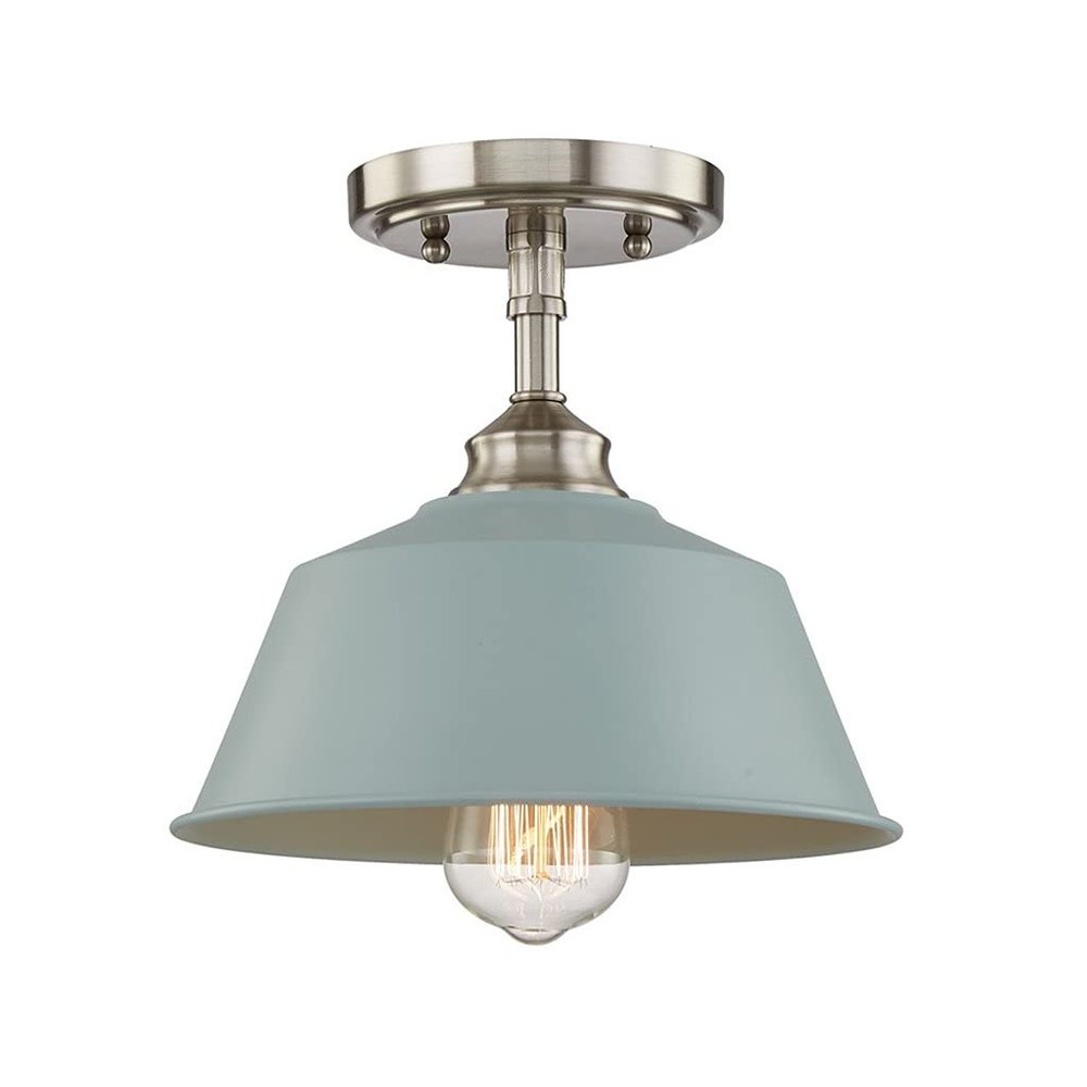 Blue Kitchen Island Metal Dimmable Flush Chandelier With Light Blue Shades