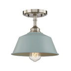 Blue Kitchen Island Metal Dimmable Flush Chandelier With Light Blue Shades