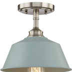 Blue Kitchen Island Metal Dimmable Flush Chandelier With Light Blue Shades