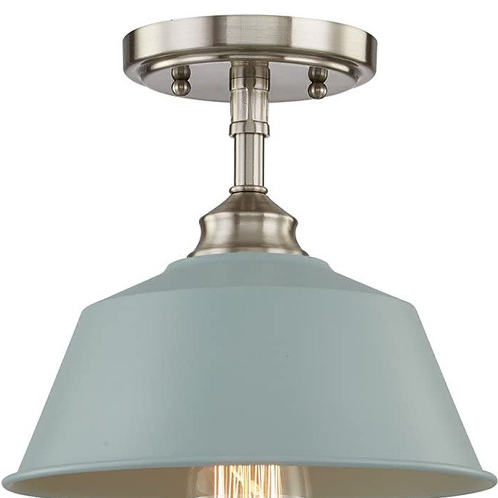 Blue Kitchen Island Metal Dimmable Flush Chandelier With Light Blue Shades