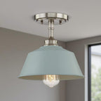 Blue Kitchen Island Metal Dimmable Flush Chandelier With Light Blue Shades