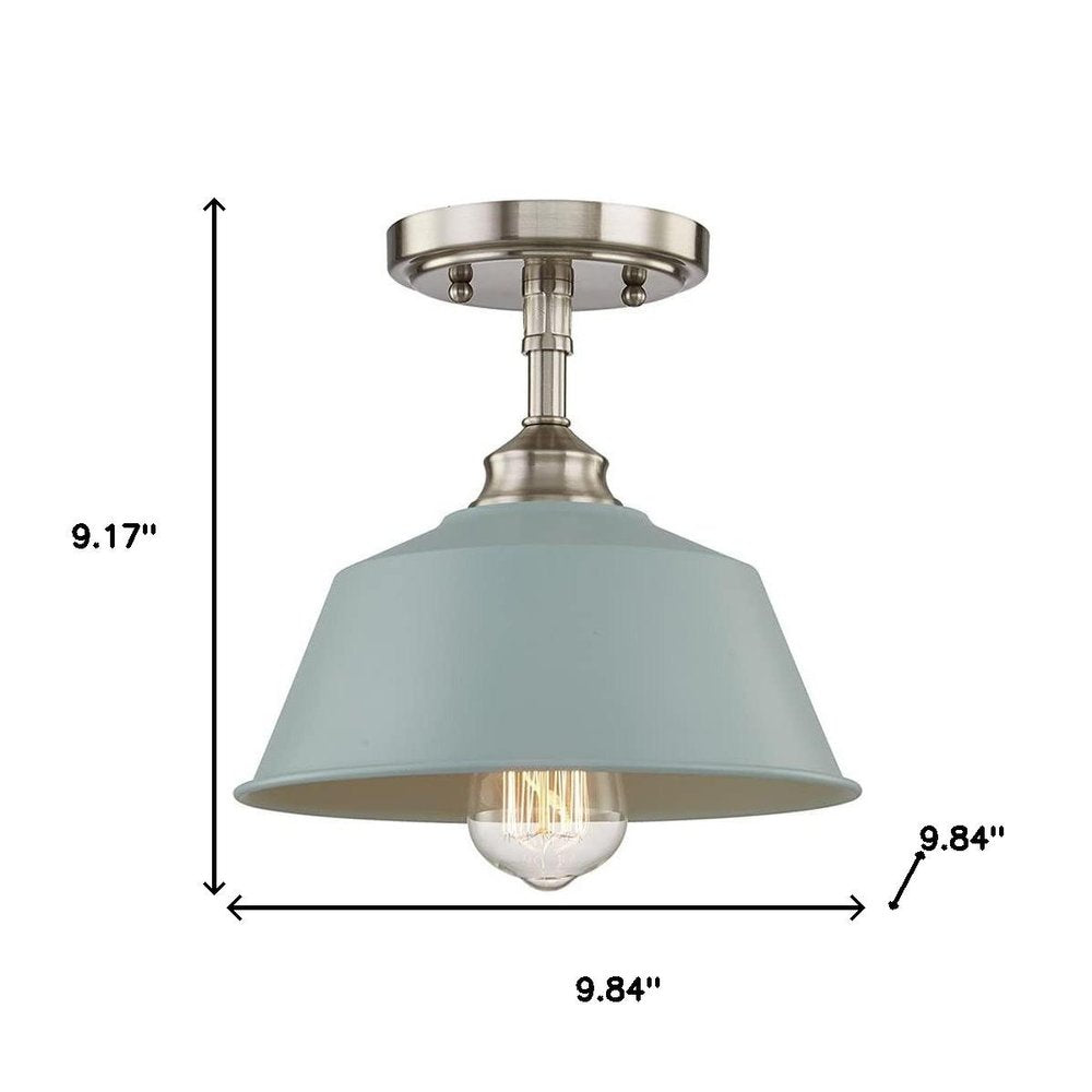 Blue Kitchen Island Metal Dimmable Flush Chandelier With Light Blue Shades