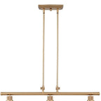 Gold Kitchen Island Three Light Metal and Seeded Glass Dimmable Chandelier With Clear Shades